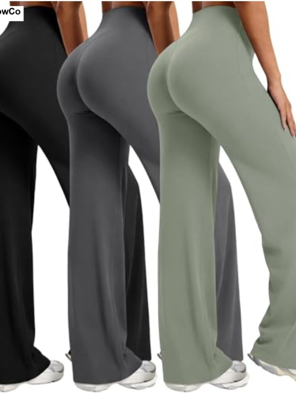 3 Pack Women Straight Leg Leggings High Waist Stretch No Front Seam Yoga Gym